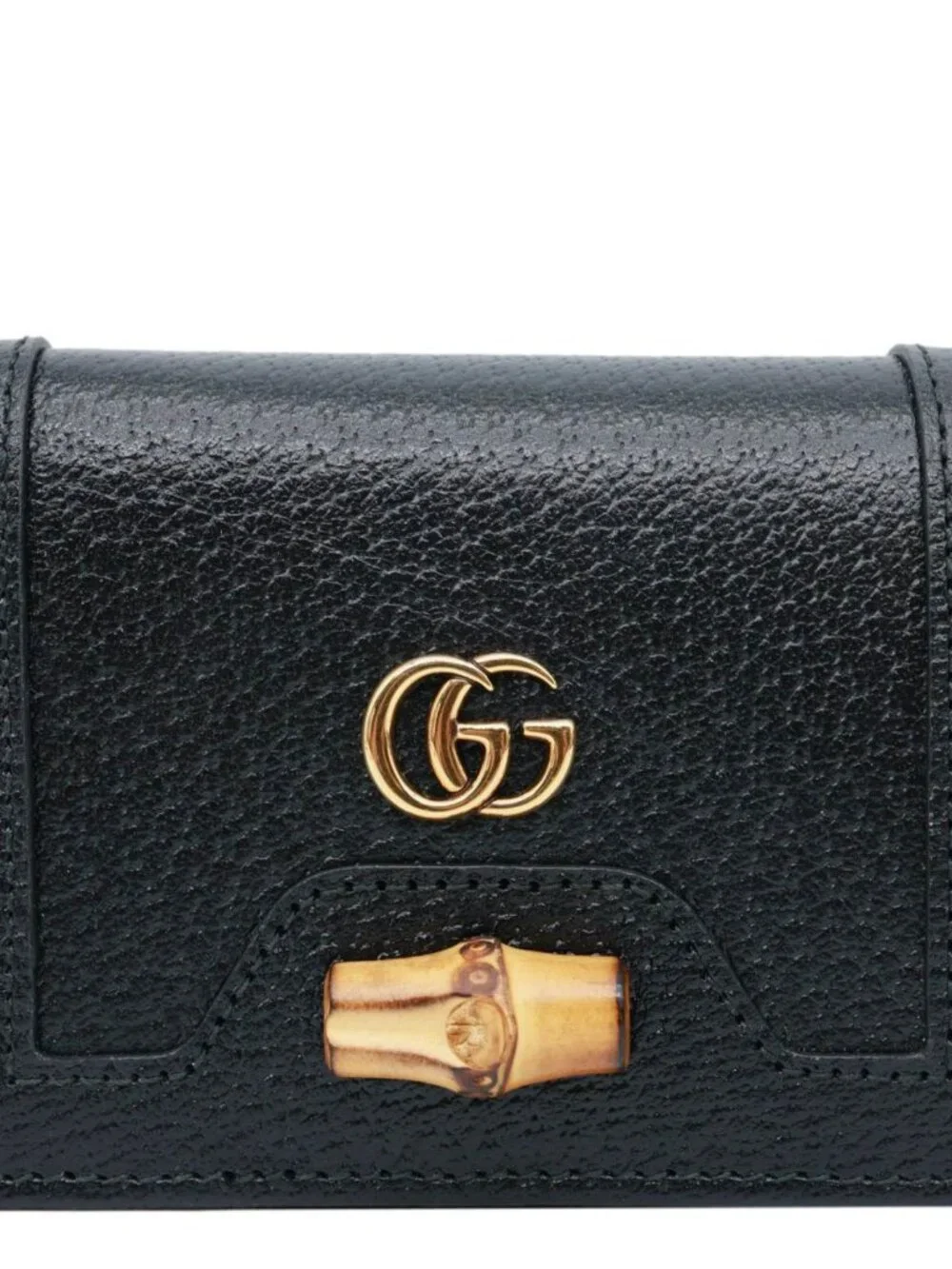 Gucci  Diana Small Bamboo Leather Card Case Wallet Black 658244
